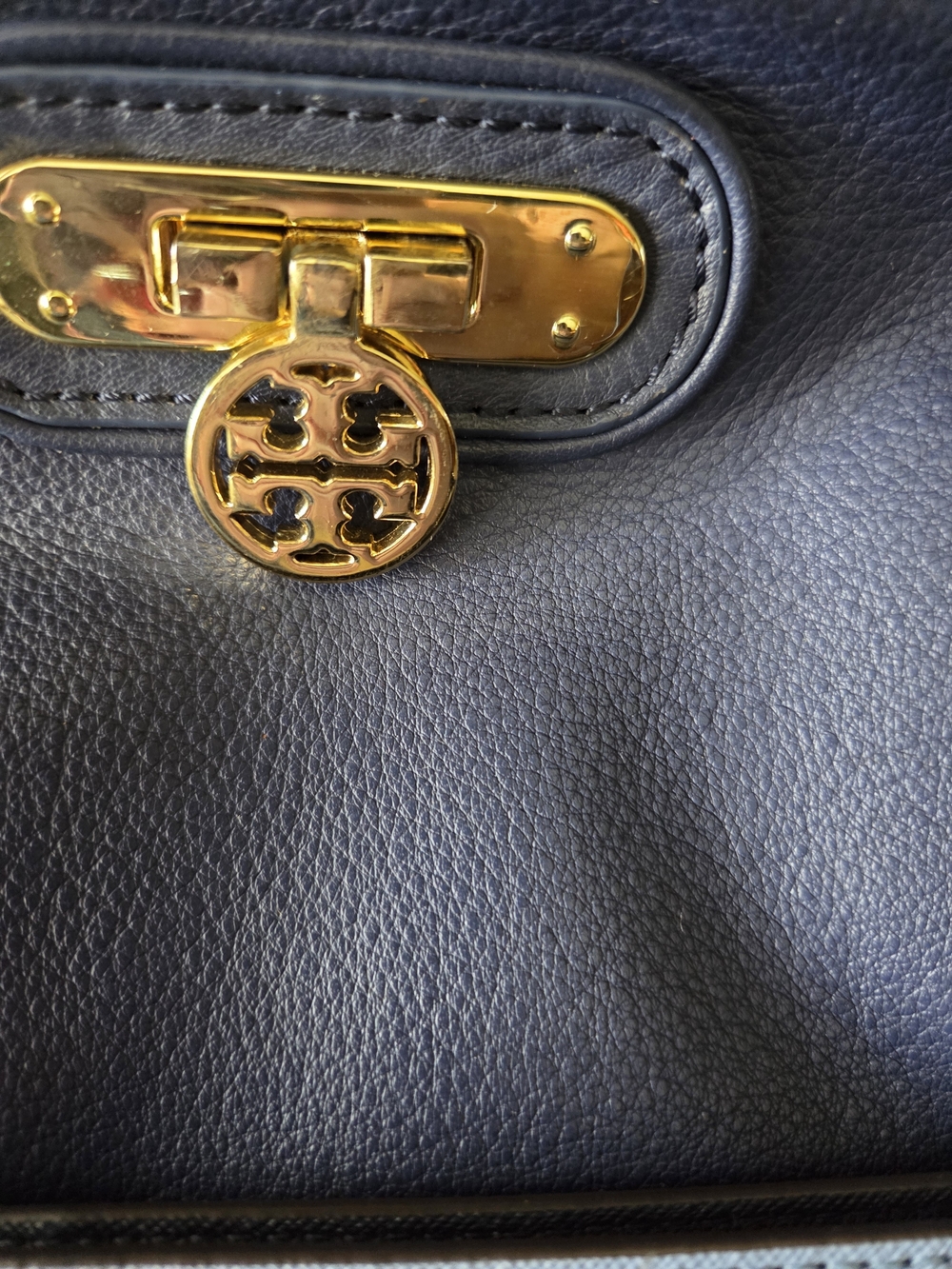 Tory Burch Blue Leather Satchel with Gold Hardware And Wallett - Picture 3 of 12